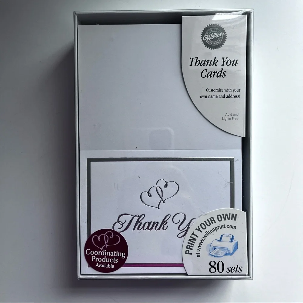 Wilton THANK YOU cards - Wedding Hearts 80 Sets